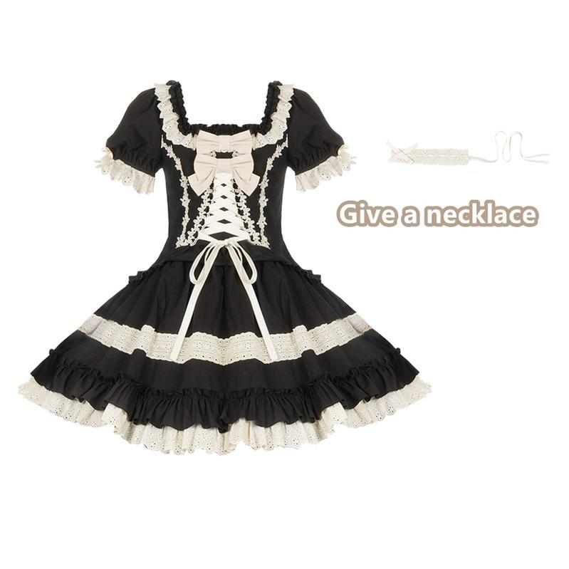 Classic Lolita Dress Black OP Versatile Detachable 6-Piece
