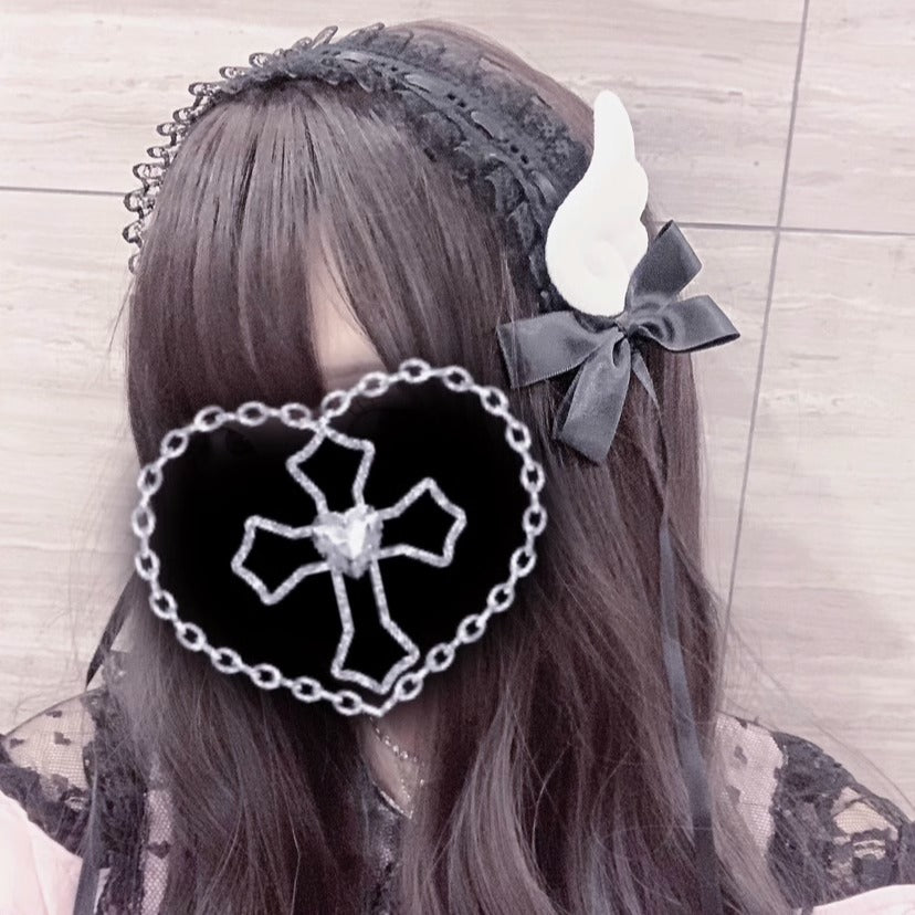 Jirai Kei Plush Angel Wings Headband Multicolors (black) 21658:313218 (black) 21658:313218