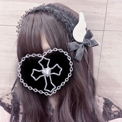 Jirai Kei Plush Angel Wings Headband Multicolors (black) 21658:313218