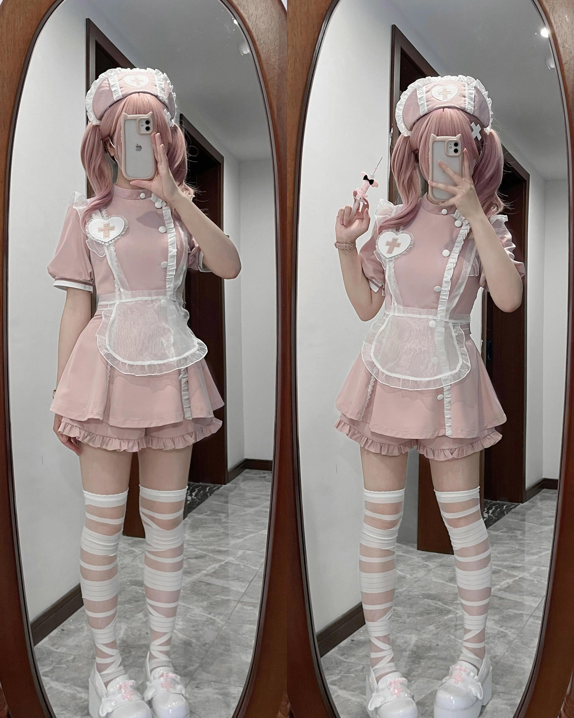 Tenshi Kaiwai Dress Set Nurse Medical Series Outfit Sets (Pre-order / 2XL L M S XL) 37460:560026