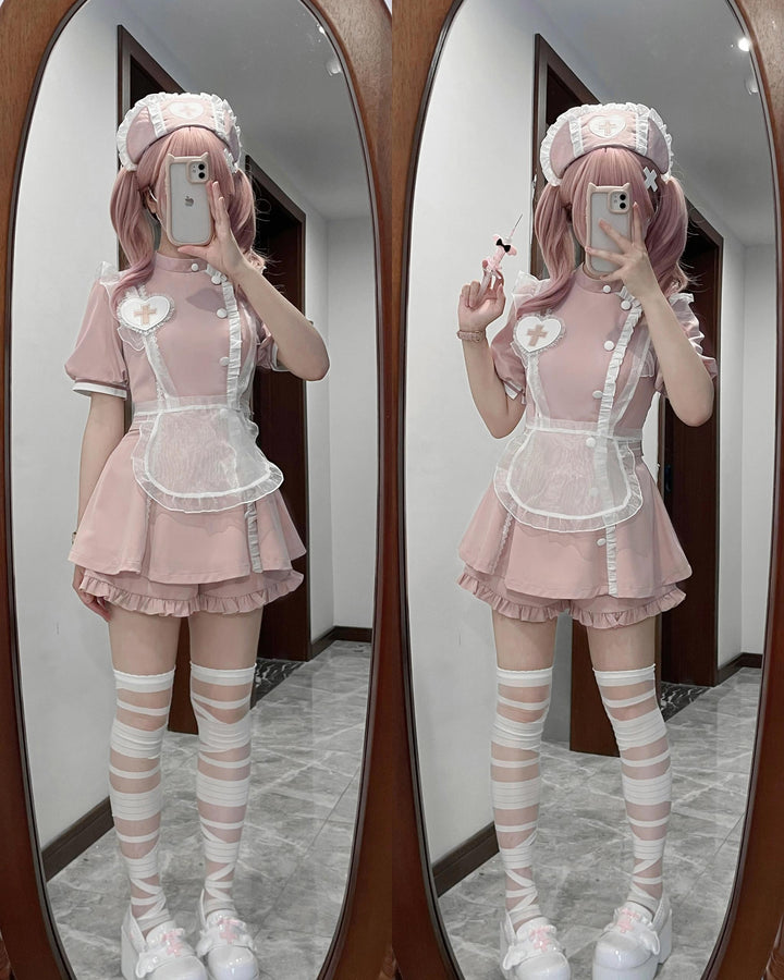 Tenshi Kaiwai Dress Set Nurse Medical Series Outfit Sets (In-stock / 2XL L M S XL) 37460:560026