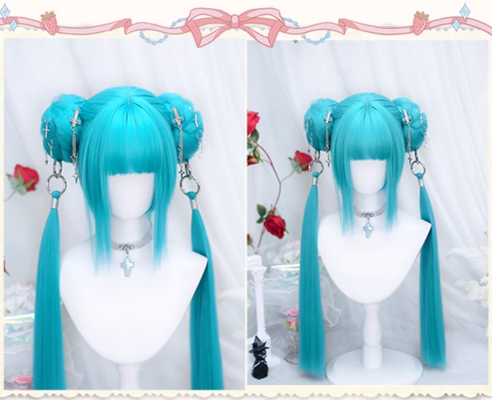 Lolita Wig Anime Wig Short Straight Hairpiece With Natural Ponytail 35882:506068 35882:506068