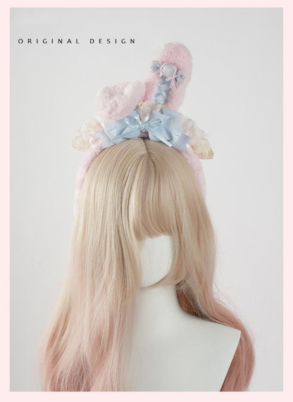 Lolita Headdress Lace Hat Bunny Hair Accessories Bow KC 37016:549654