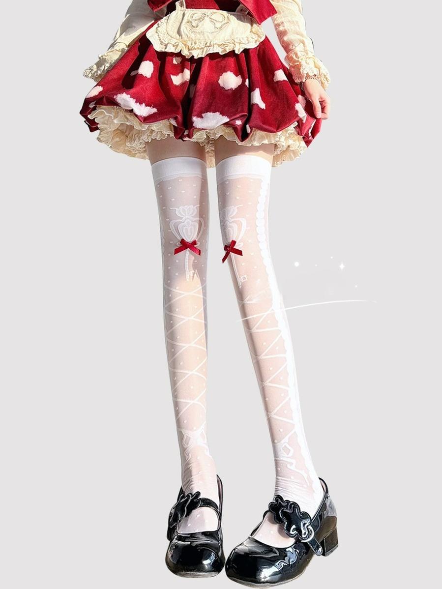 Lolita Socks Cross Thigh Socks Bow Over-the-Knee Stockings 36624:557004 36624:557004