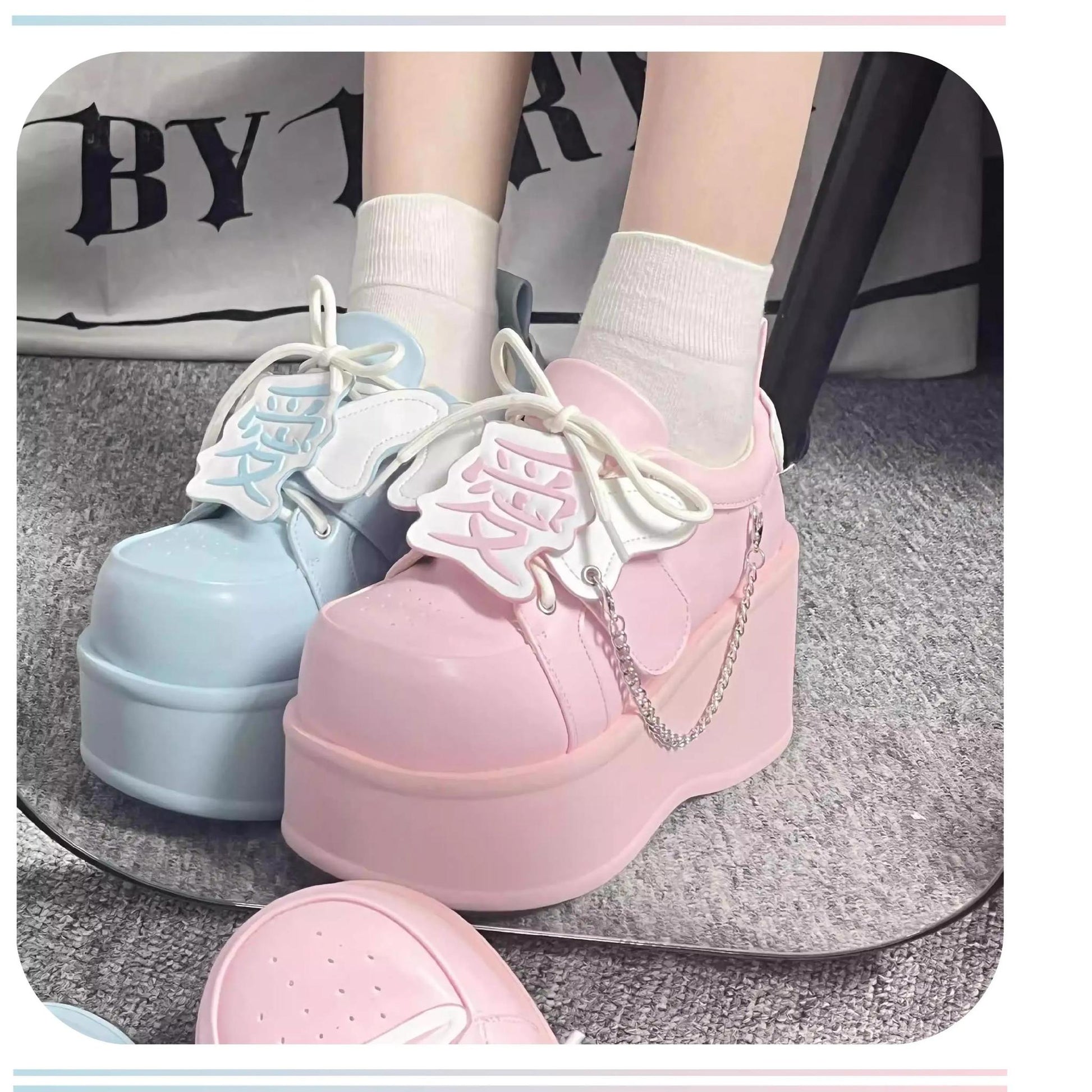 Tenshi Kaiwai Platform Shoes Subculture Thick-soled Shoes 35748:503496 35748:503496