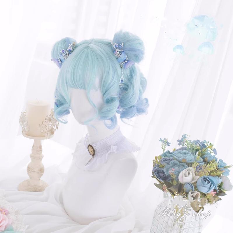 Lolita Harajuku Wig Gradient Short Curly Woman Wig 31720:367502 31720:367502