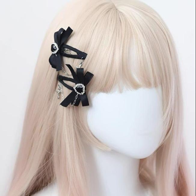 Jirai Kei Lolita JK Hair Clips Bow Bangs Hairpin Accessories 22518:365090 22518:365090