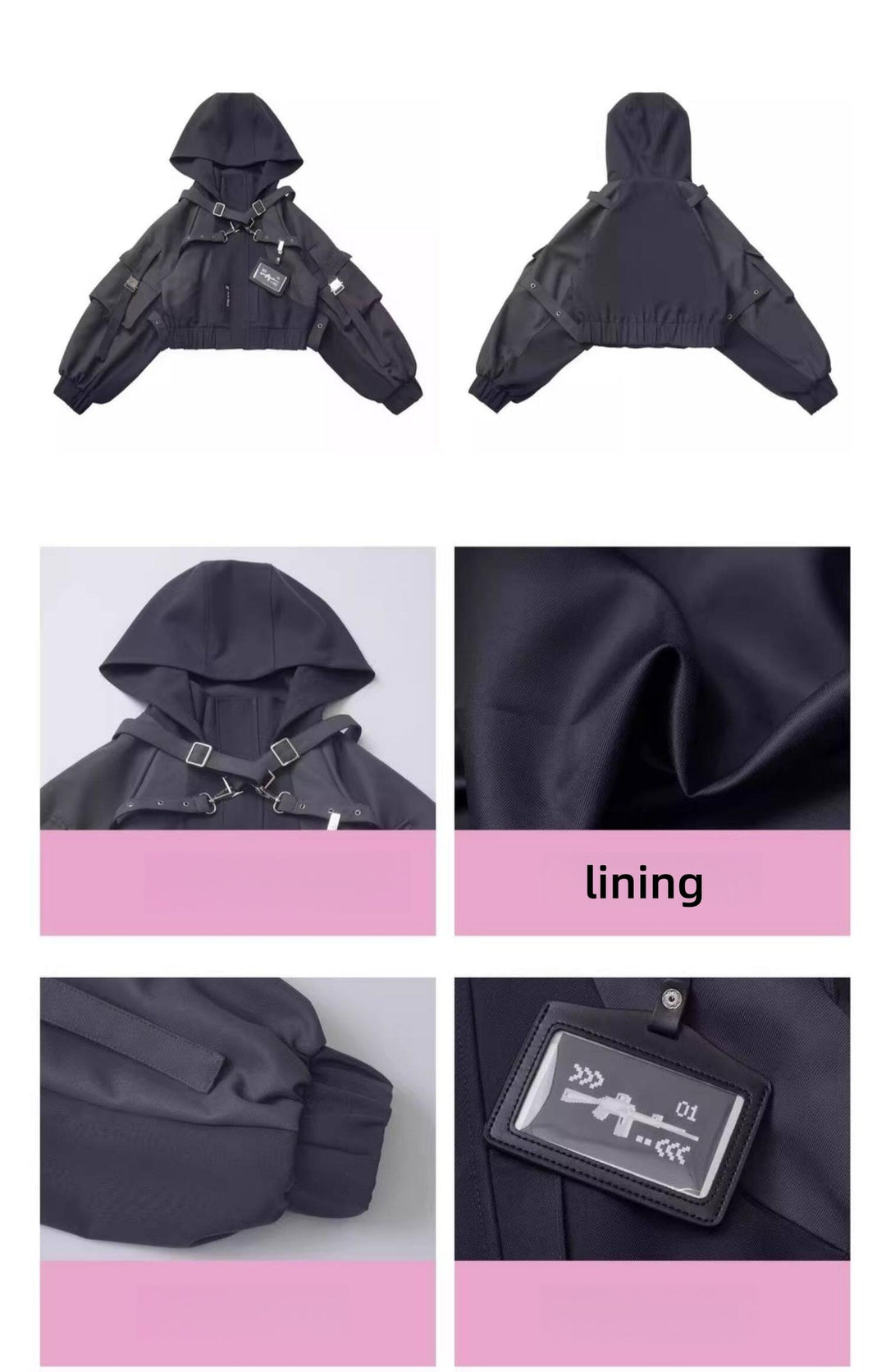 Techwear Black Jacket, Futuristic Pants & Skirt 44862:828394