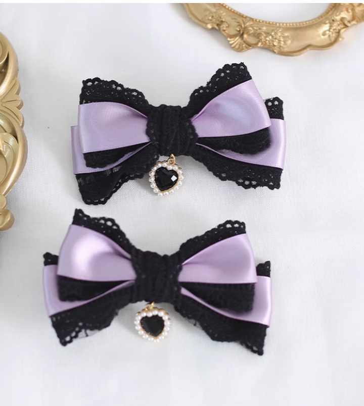 Gothic Lolita Headpiece Black Violet Hair Accessory Brooch 39116:613666