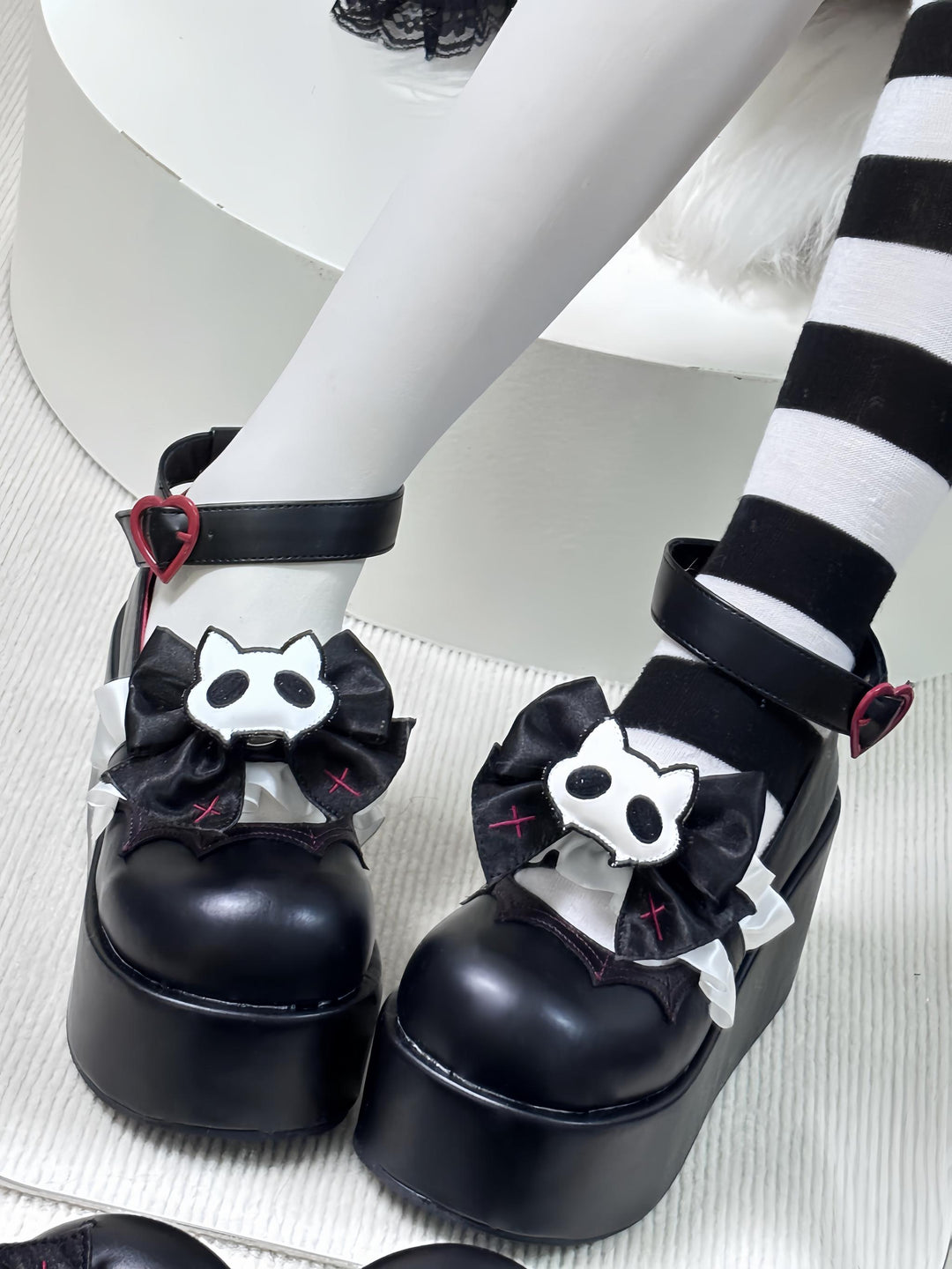 Gothic High Platform Shoes, Detachable Bow 45286:846187