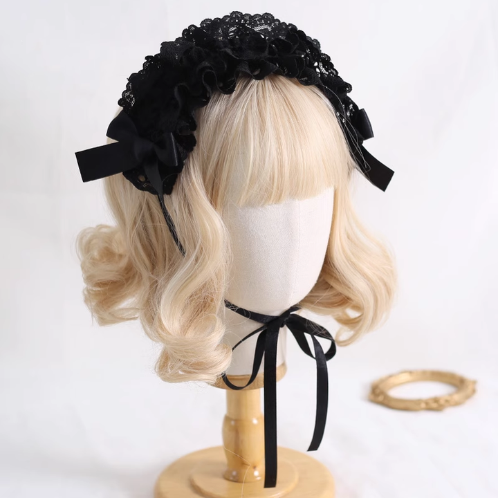 Gothic Lolita Headdress Bow Headband Lace Hairband 39648:635416