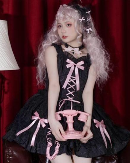 Gothic Lolita Jumper Dress Dark Jacquard Pattern Dress 32088:487160