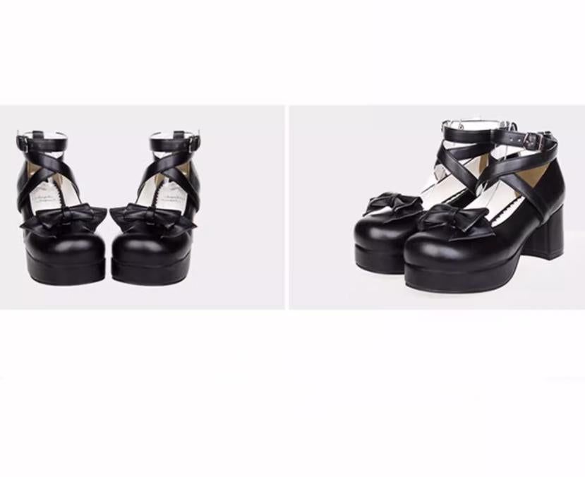 Lolita Shoes Mid Heel Shoes With Sweet Round Toe And Bow 37386:558810 37386:558810