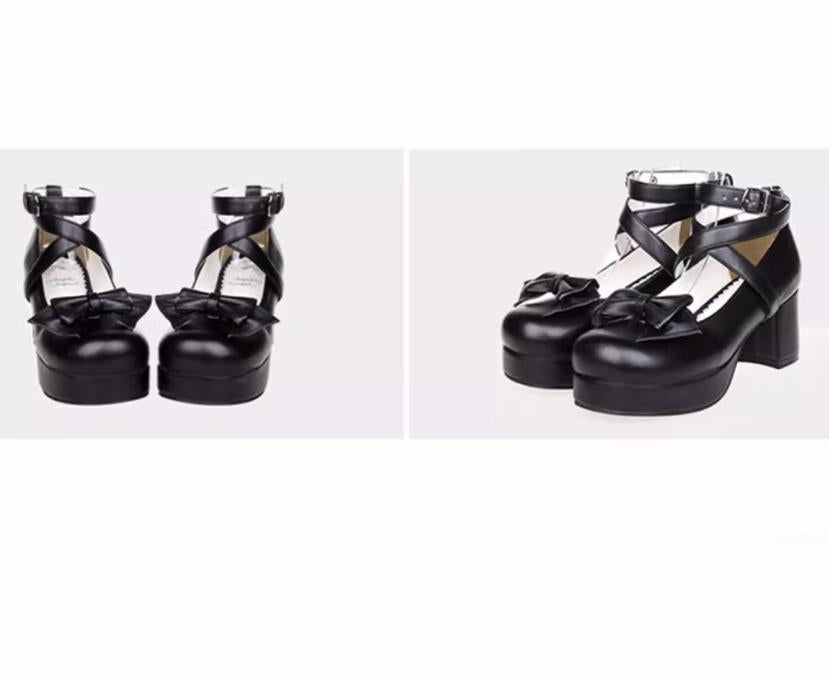 Lolita Shoes Mid Heel Shoes With Sweet Round Toe And Bow 37386:558810