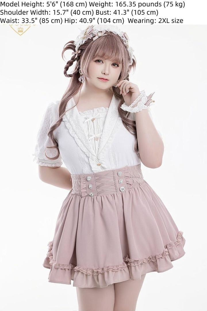 Lace Sailor Collar Jirai Kei Blouse, Heart Buttons 43586:780434