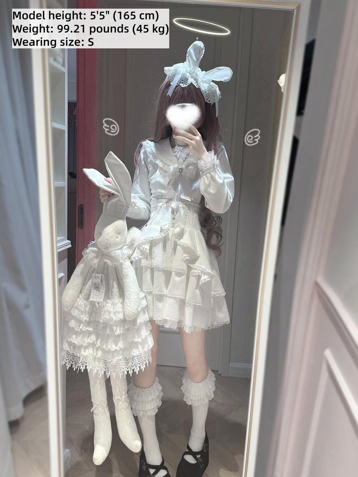 Ryousangata White Blouse, High-Waist Skirt, Winter Cape 44753:821943
