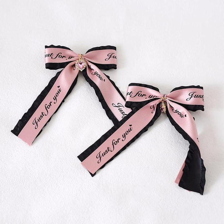 Jirai Kei Ryousangata Hair Clips with Letter Ribbons and Bow 22544:333196