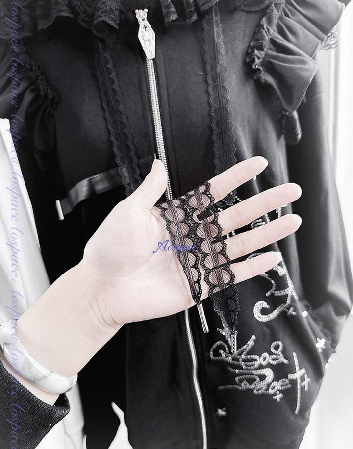 Rhinestone Setting Sub Culture Jacket, Cat Ear Hood 44766:825907