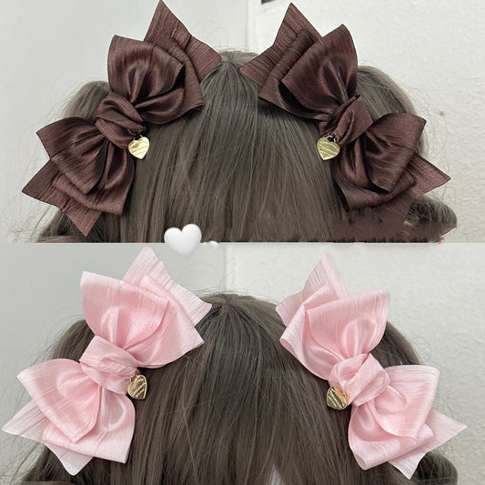 Lolita Headdress Pink Brown Clip Sweet Bow Hair Accessory 32172:563068