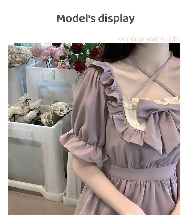 Elegant Lolita Dress Purple Lolita Dress Puff Sleeve Dress 36412:564176