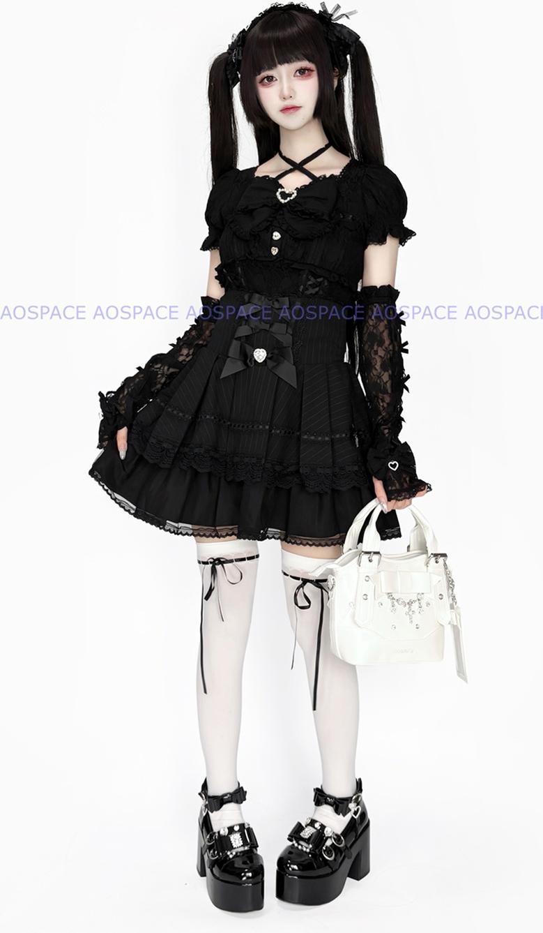 Oil-waxed Leather Jirai Kei Cross-body Bag, Detachable Strap 44161:798495