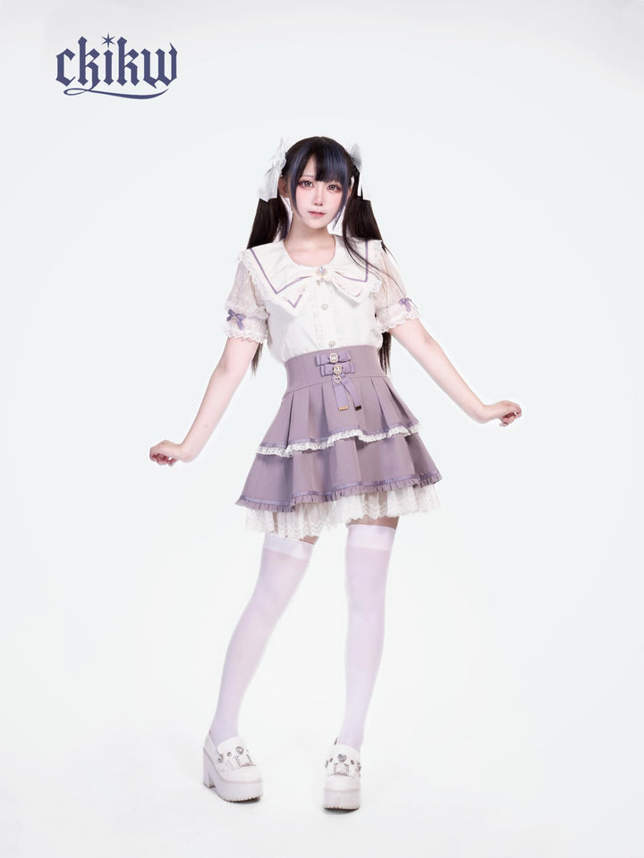 Tiered Ruffles Ryousangata Skirt, Built-In Tulle Petticoat 43504:778061