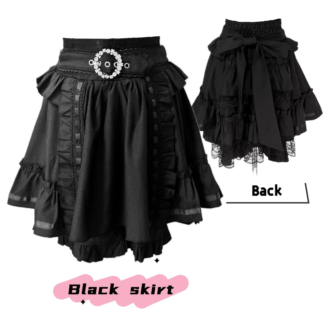 Jirai Kei Set Off-shoulder Blouse Black Skirt Set (L M S XL) 38962:606664