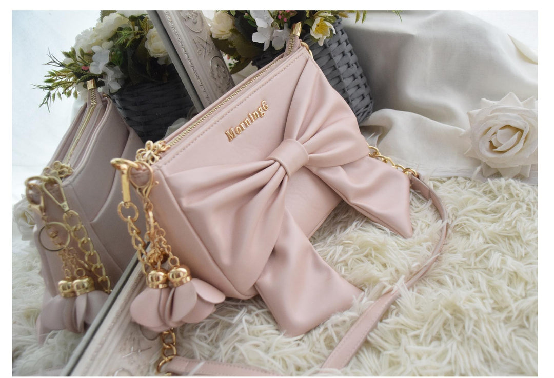 Sweet Pink Blue Black Red Brown Crossbody Bag With Bow Tie 21912:331280 21912:331280