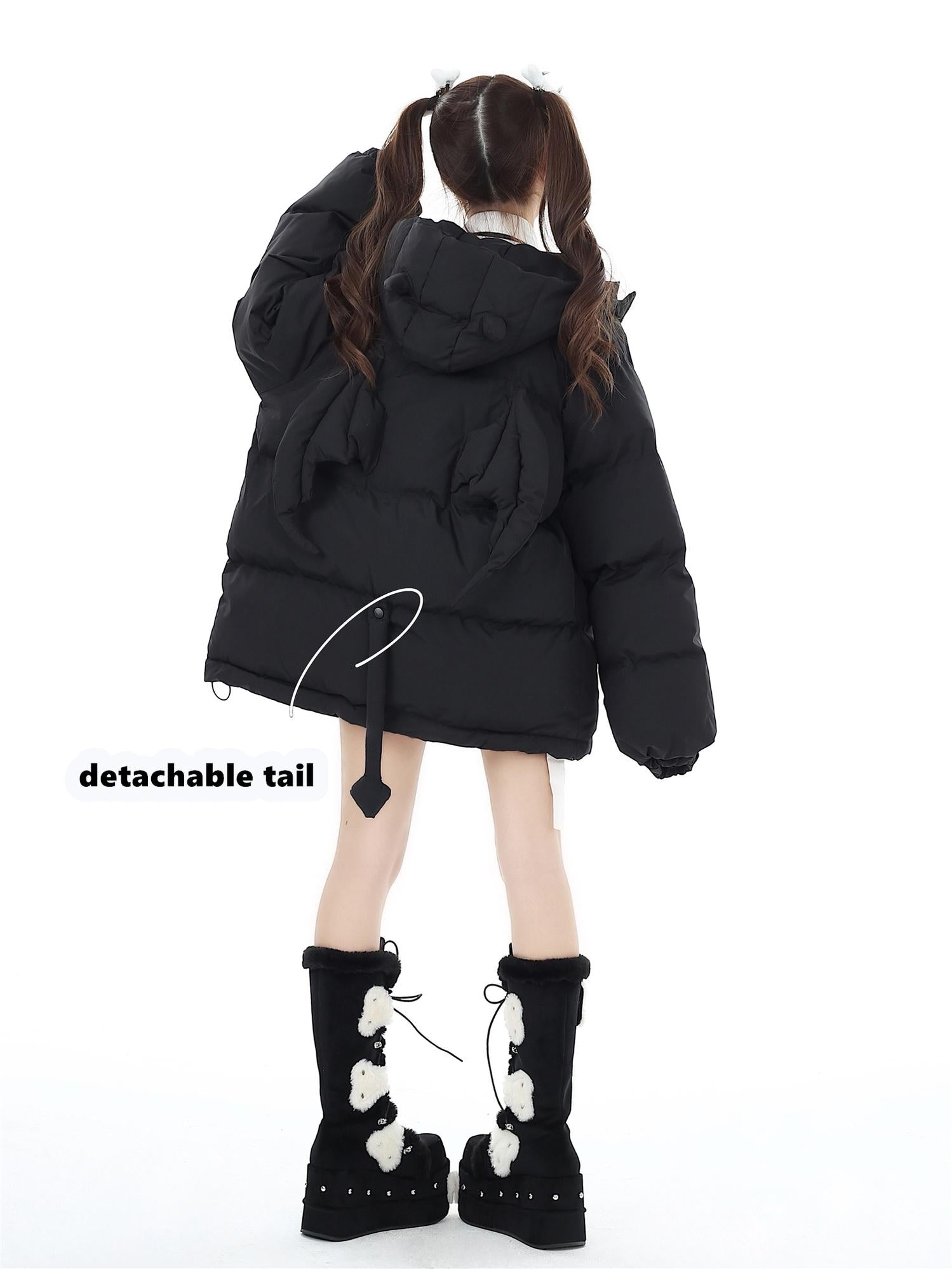 Plus Size Yami Kawaii Coat Winter Black Jacket Cotton Coat – Honey