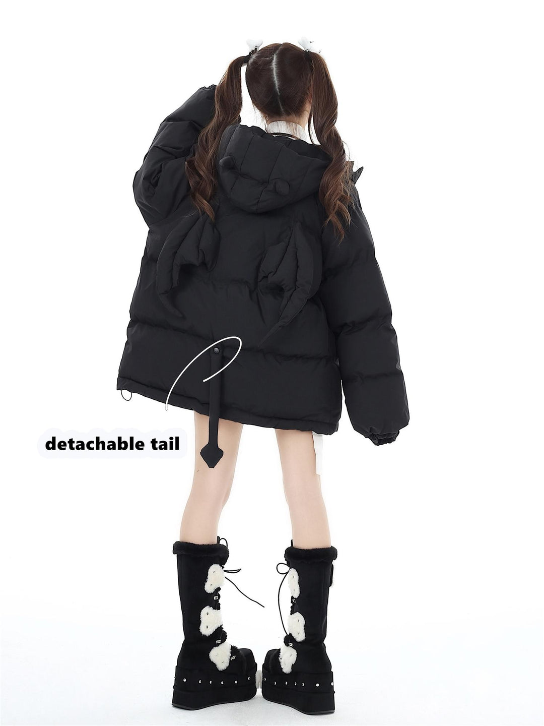 Yami Kawaii Coat Plu Size Cotton Coat Winter Black Jacket 39554:637092