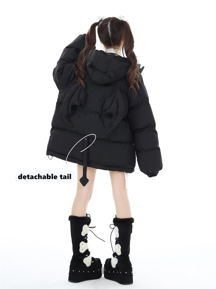 Yami Kawaii Coat Plu Size Cotton Coat Winter Black Jacket 39554:637092