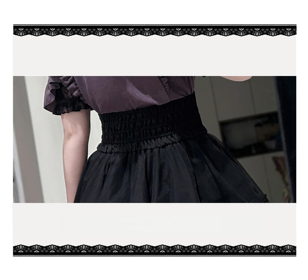 High-waist Jirai Kei Skirt, Pearl & Rhinestone Accents 44782:826710