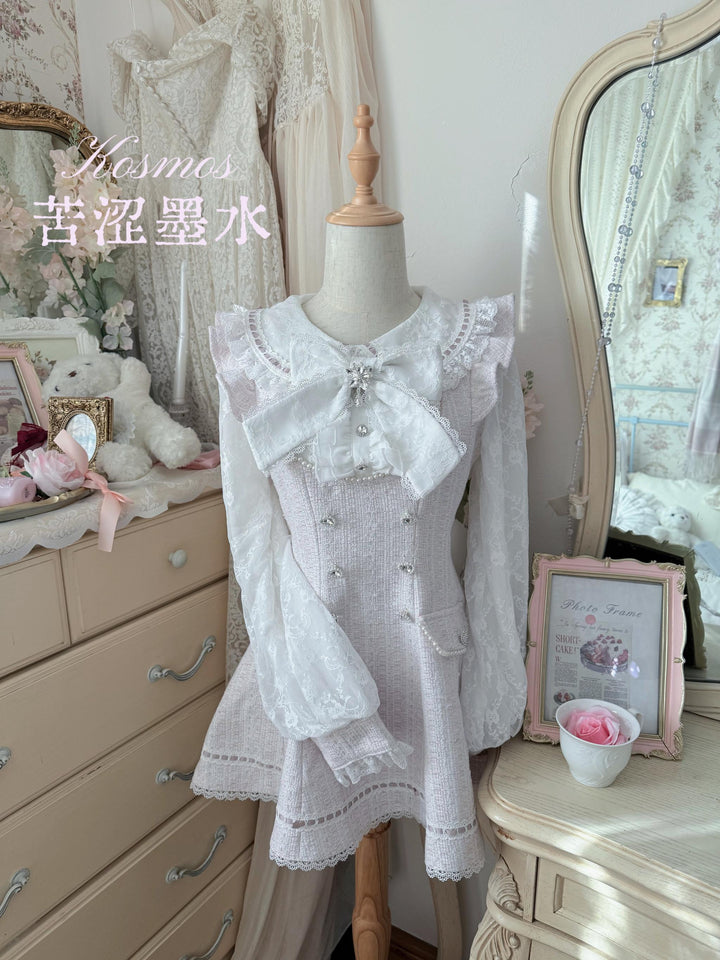 Peter-Pan Collar Ryousangata Dress Set, Lace Sleeves 44524:815239