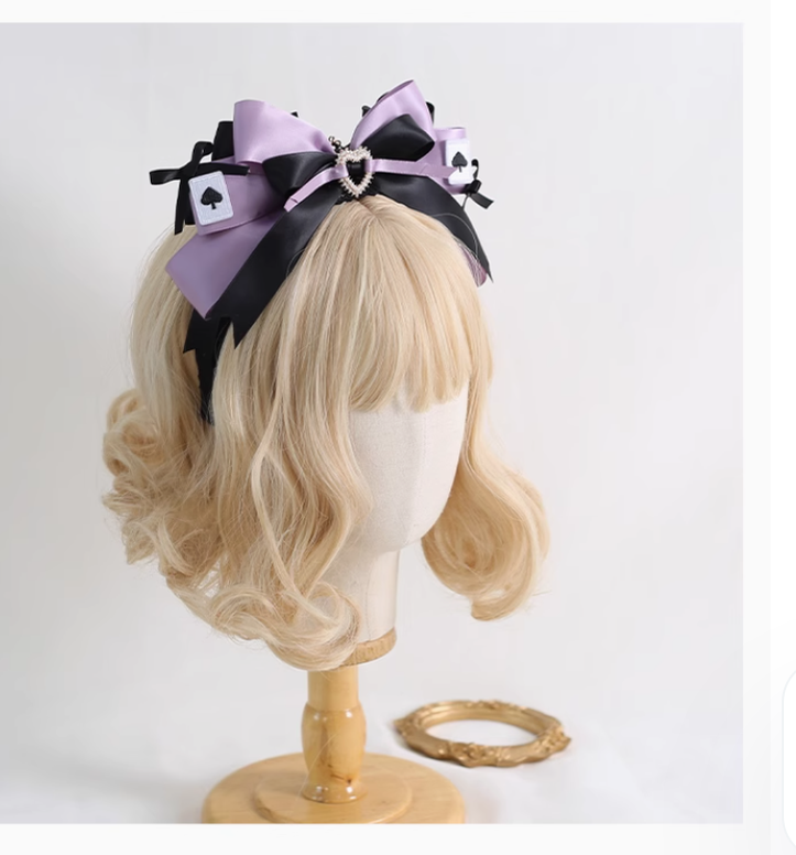 Gothic Lolita Headpiece Black Violet Hair Accessory Brooch 39116:613644