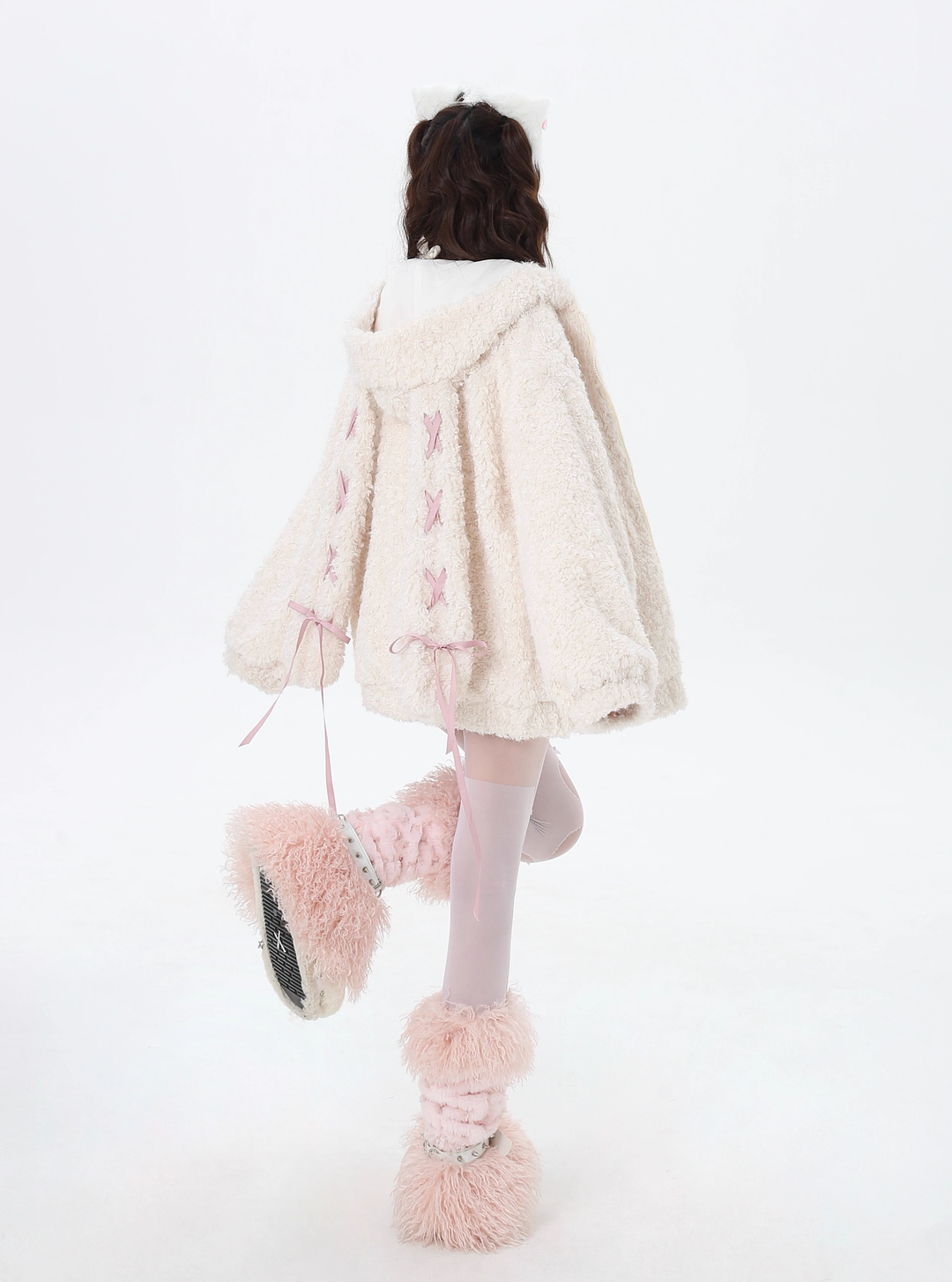 Jirai Kei Winter Coat Fleece Jacket Bunny Ear Hooded Coat 40744:677766