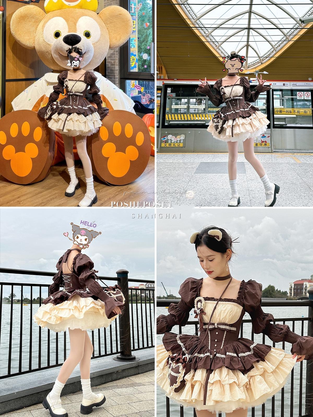 Lolita Dress Fishbone Dress Corset Dress Multicolor 36380:540734