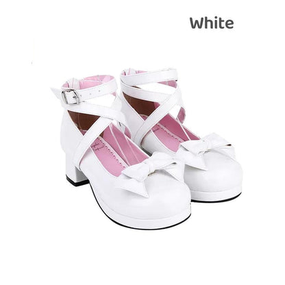 Lolita Shoes Mid Heel Shoes With Sweet Round Toe And Bow (33 34 35 36 37 38 39 40 41 42 43 44 45 46 47 / White) 37386:558816
