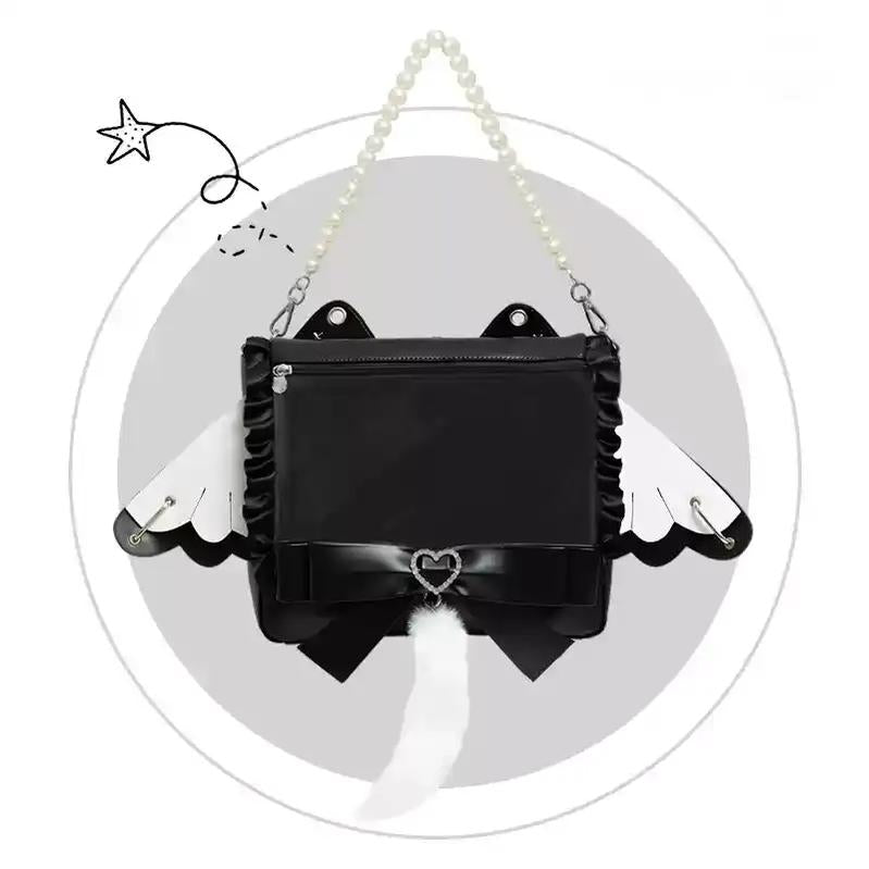 Lolita Ita Bag Black Kawaii Cat Ear Three Ways Bag 41150:696586