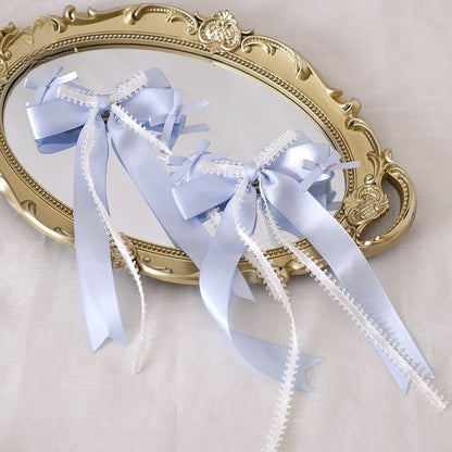 Lolita Headdress Blue Satin Ballet Hair Clip Lace Headband 37020:551582