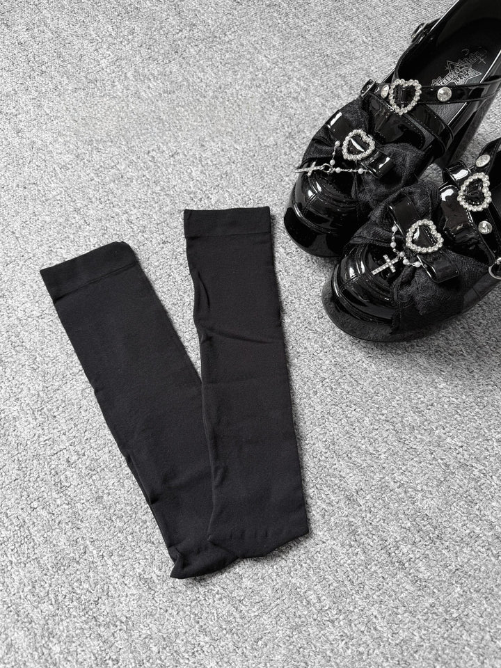 Lightweight Jirai Kei Calf Socks, Versatile Solid Color 45355:845550