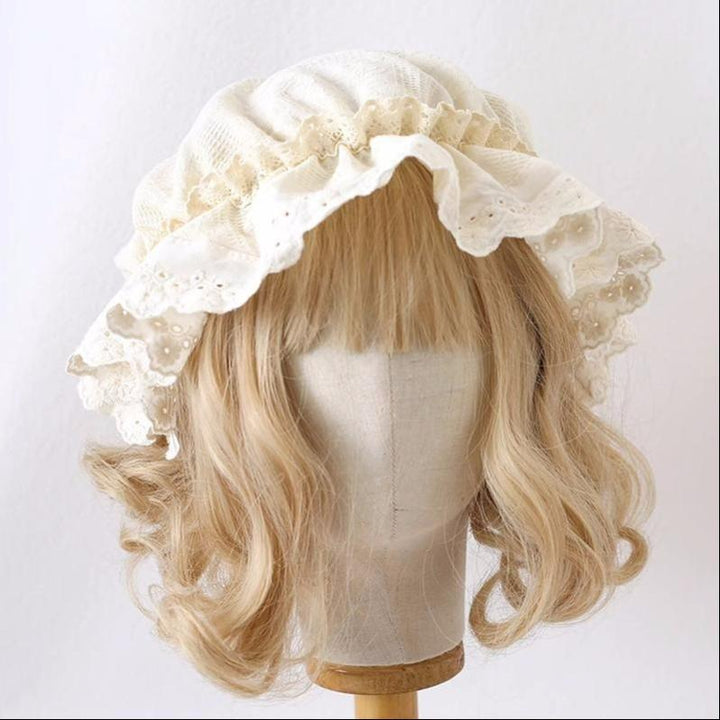 Lolita Bonnet Lace Edge Lvory Hat Lovely Bow Nightcap 28926:365070 28926:365070