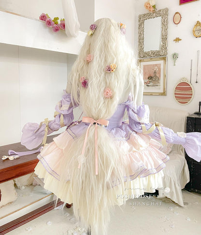 Lolita Dress Set Sweet Violet Pink Puffy Dress Corset Dress 36388:554770