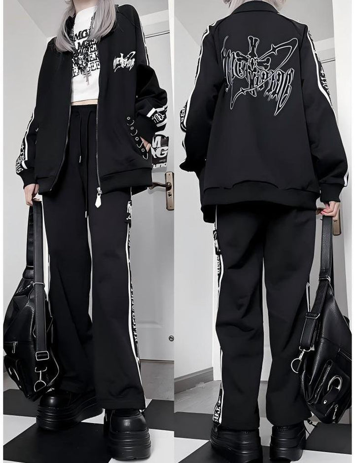 Oversized Gothic Jacket With Zipper Closure And Pants 42287:735543