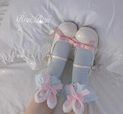 Kawaii Lolita Socks Bunny Ear Socks Lace Bow Short Socks 36574:564238