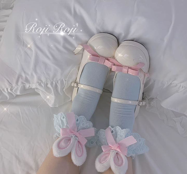 Kawaii Lolita Socks Bunny Ear Socks Lace Bow Short Socks 36574:564238 36574:564238