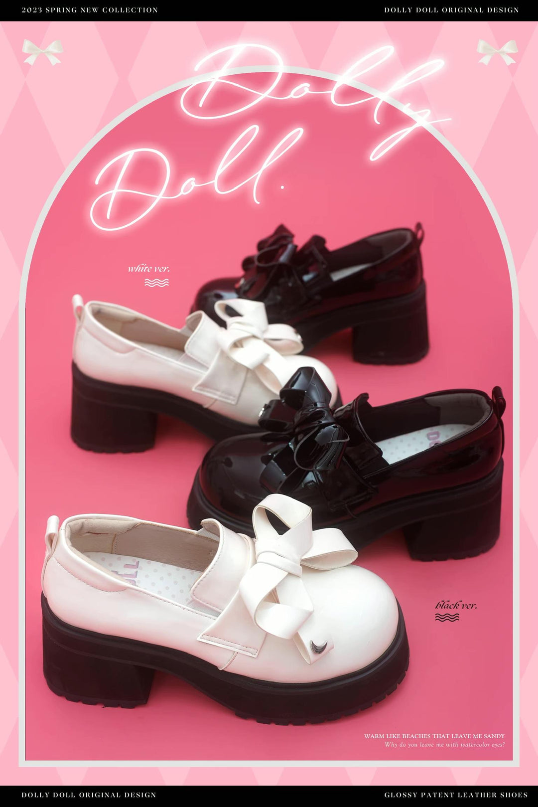 Jirai Kei Black Pink Purple White Bow Shoes Clip 21894:335276