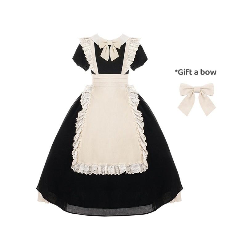 Old School Lolita Vintage Pleated Lace OP with Bow Tie (2XL L M S XL) 38066:604240