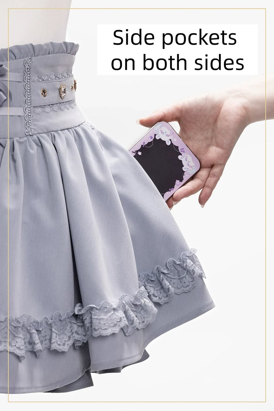 Jirai Kei High Waist Skirt, Built-in Safety Shorts 45720:860319