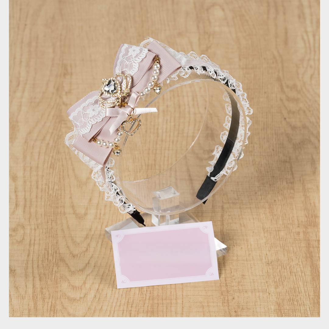 Ryousangata Bow Headband, Rhinestone Accents 44413:808722