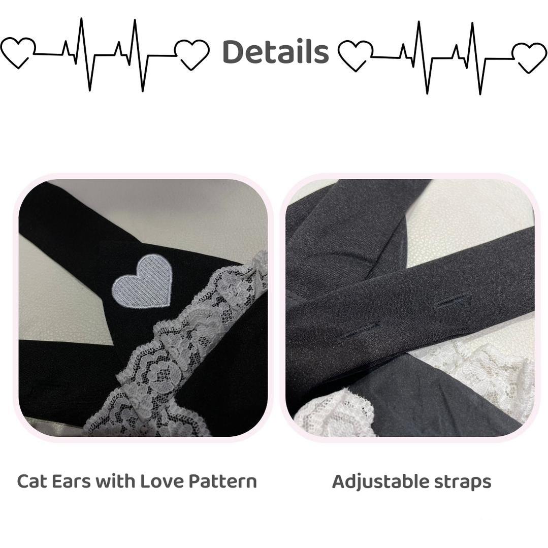 Jirai Kei Skirt Black Lace Suspender Skirt Cat Ear Skirt 37692:568796